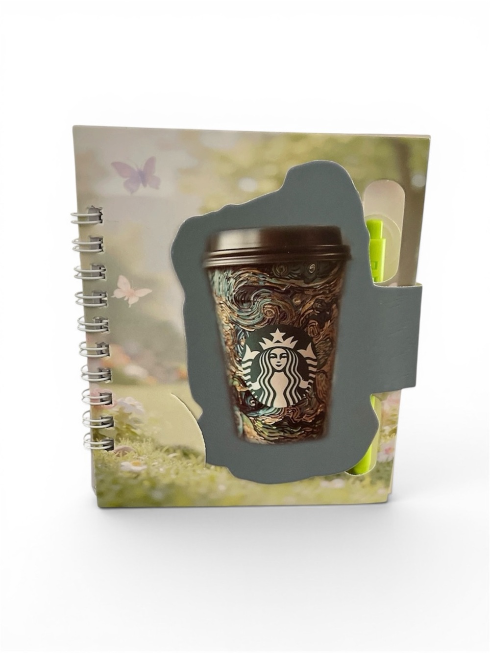 MINI UNBRANDED NOTEBOOK & PEN SET WITH STARBUCKS COFFEE CUP MOTIF